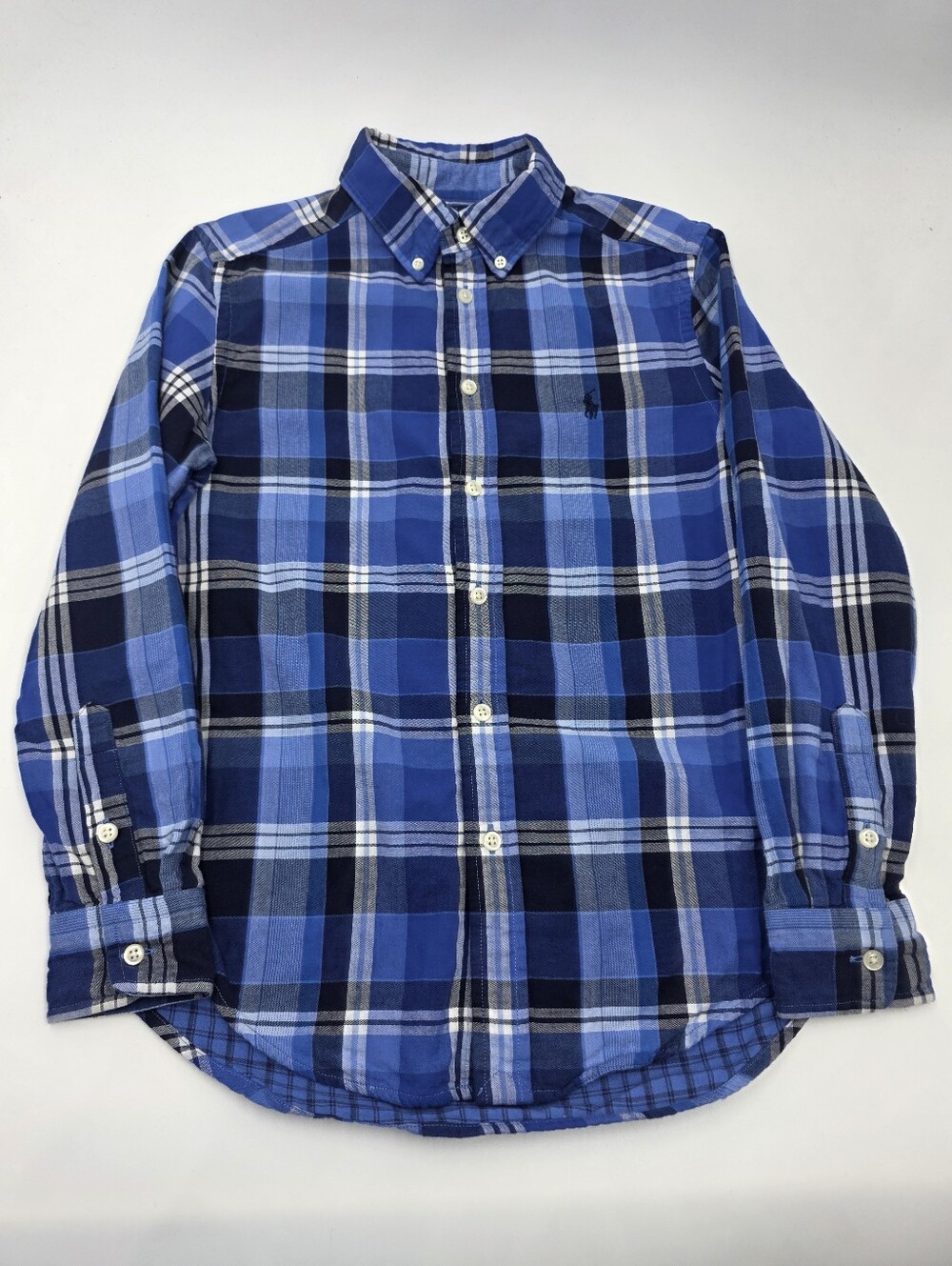 Ralph Lauren boys' blue plaid lined button down size M